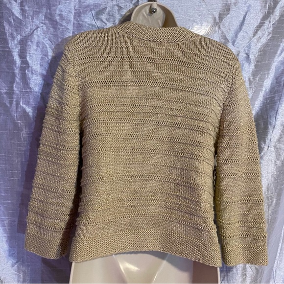 Ruby Rd heavy knit golden sweater 3/4 sleeve, SZ M GUC, sequins very sweet - Picture 7 of 8